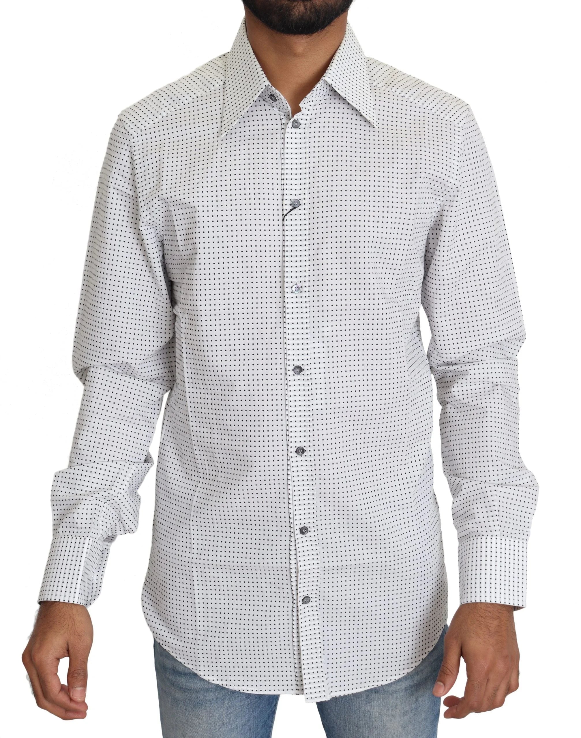 Dolce & Gabbana Black White Polka Dots Dress Shirt - IT39 | S - Shirts