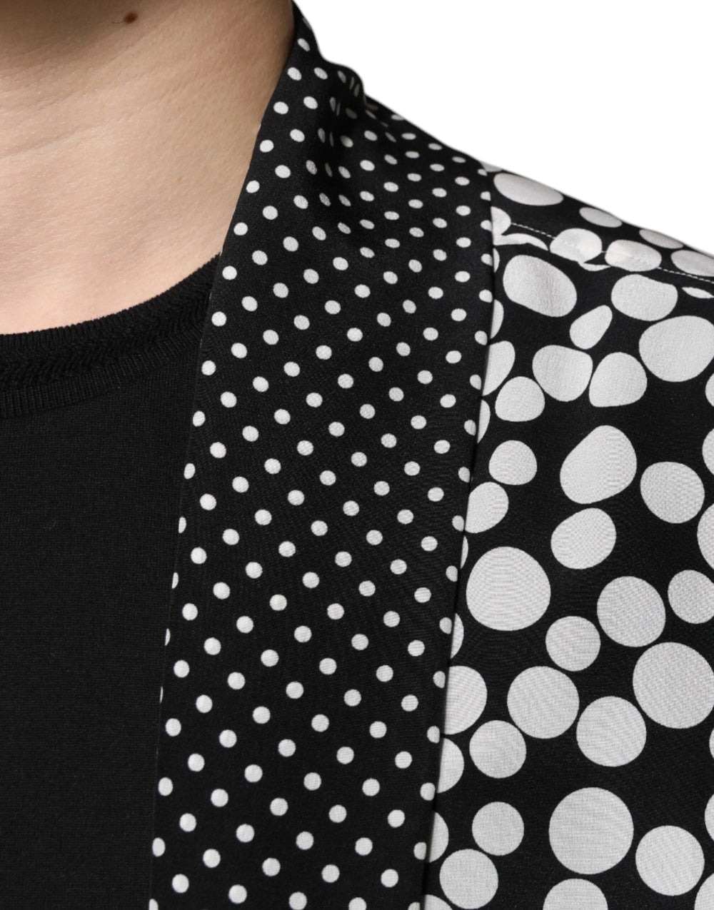 Dolce & Gabbana Black White Polka Dots Silk Men Casual Shirt - Shirts