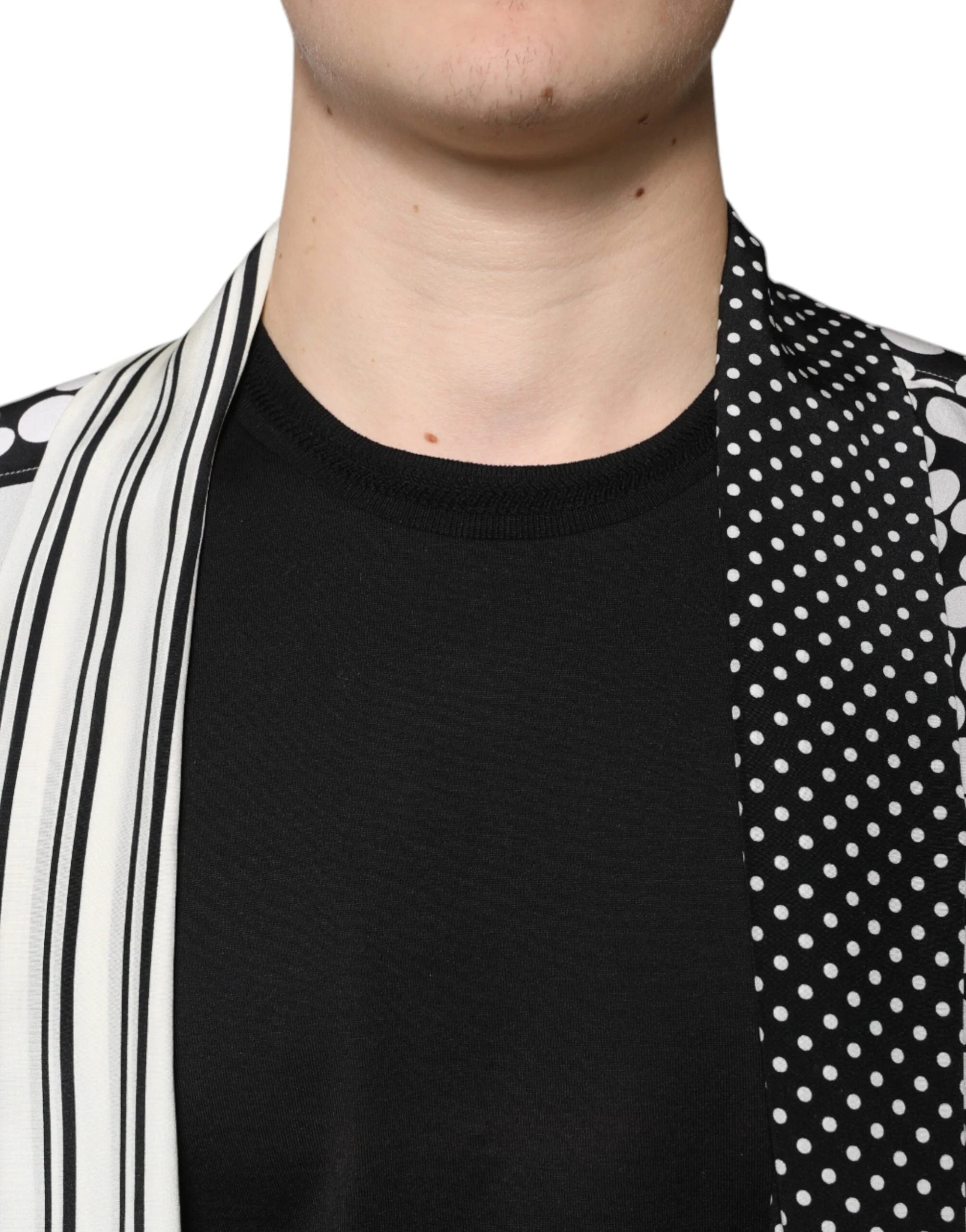Dolce & Gabbana Black White Polka Dots Silk Men Casual Shirt - Shirts
