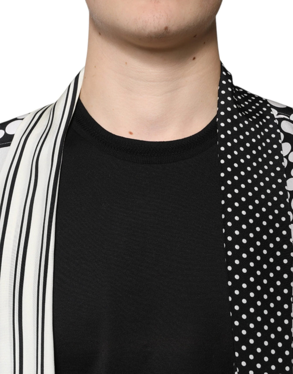 Dolce & Gabbana Black White Polka Dots Silk Men Casual Shirt - Shirts