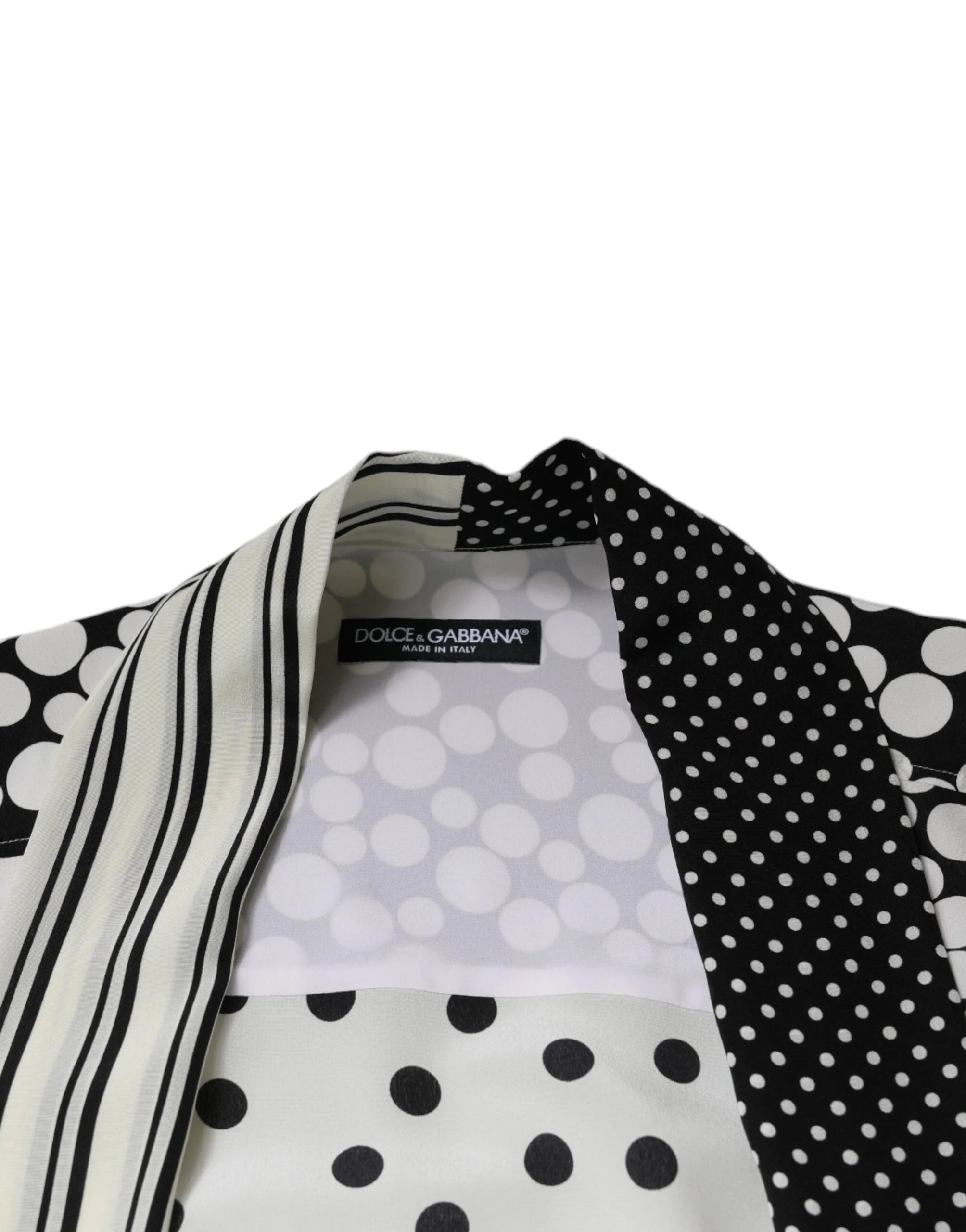 Dolce & Gabbana Black White Polka Dots Silk Men Casual Shirt - Shirts