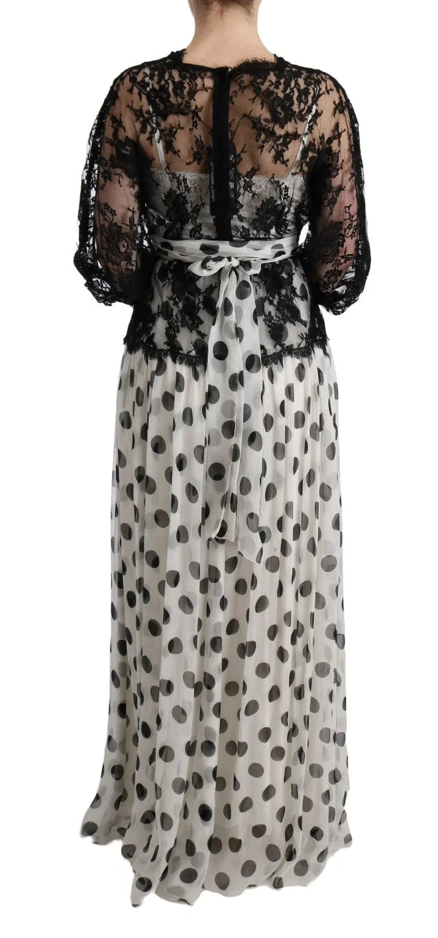 Dolce & Gabbana Black White Polka Dotted Floral Dress - IT40|S - Dresses