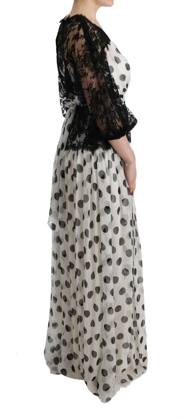 Dolce & Gabbana Black White Polka Dotted Floral Dress - IT40|S - Dresses