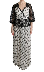 Dolce & Gabbana Black White Polka Dotted Floral Dress - IT40|S - Dresses