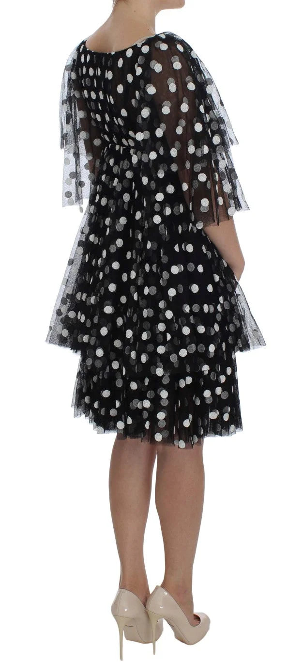 Dolce & Gabbana Black White Polka Dotted Ruffled Dress - IT40|S - Dresses