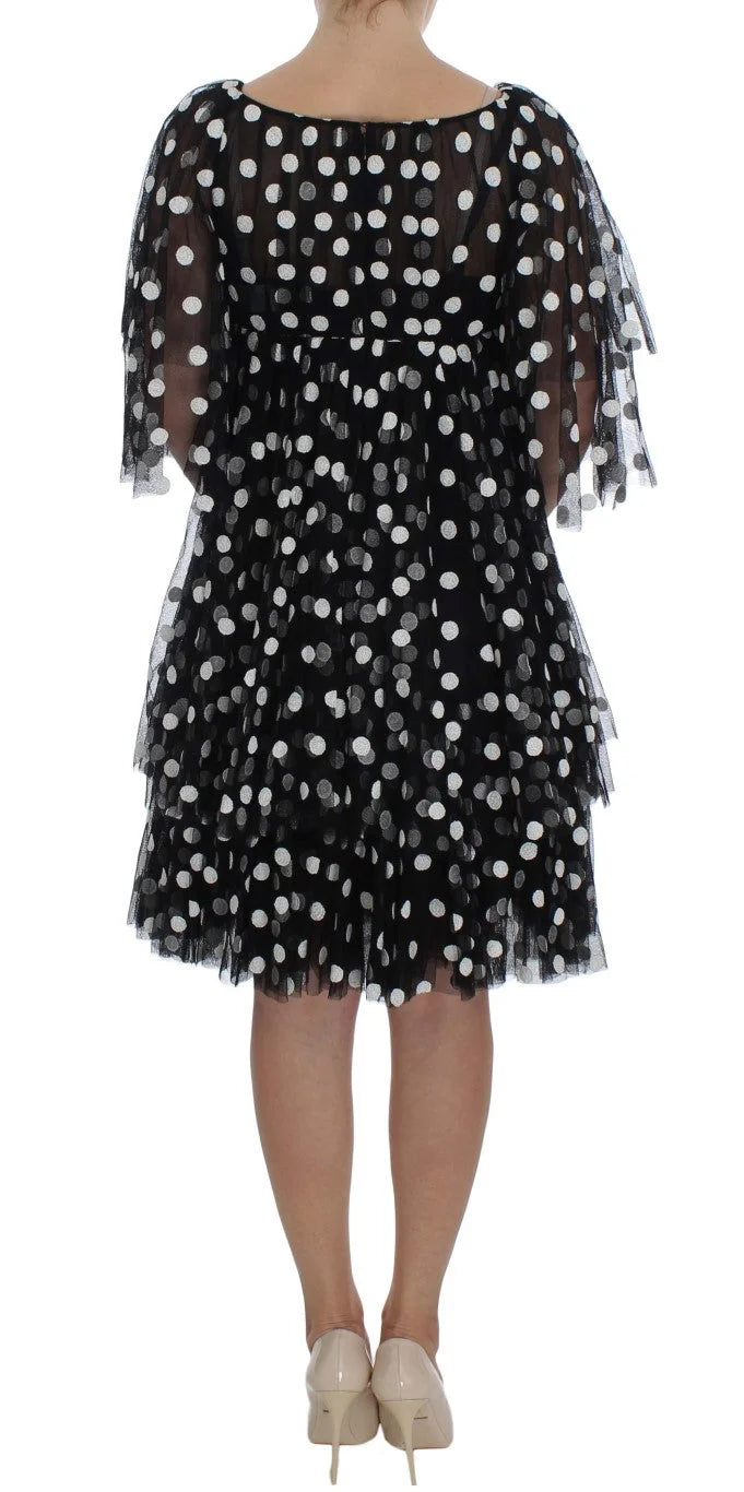 Dolce & Gabbana Black White Polka Dotted Ruffled Dress - IT40|S - Dresses