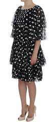 Dolce & Gabbana Black White Polka Dotted Ruffled Dress - IT40|S - Dresses