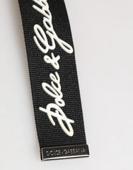 Dolce & Gabbana Black White Polyester DG Logo Silver Men Keychain Keyring - Keychains