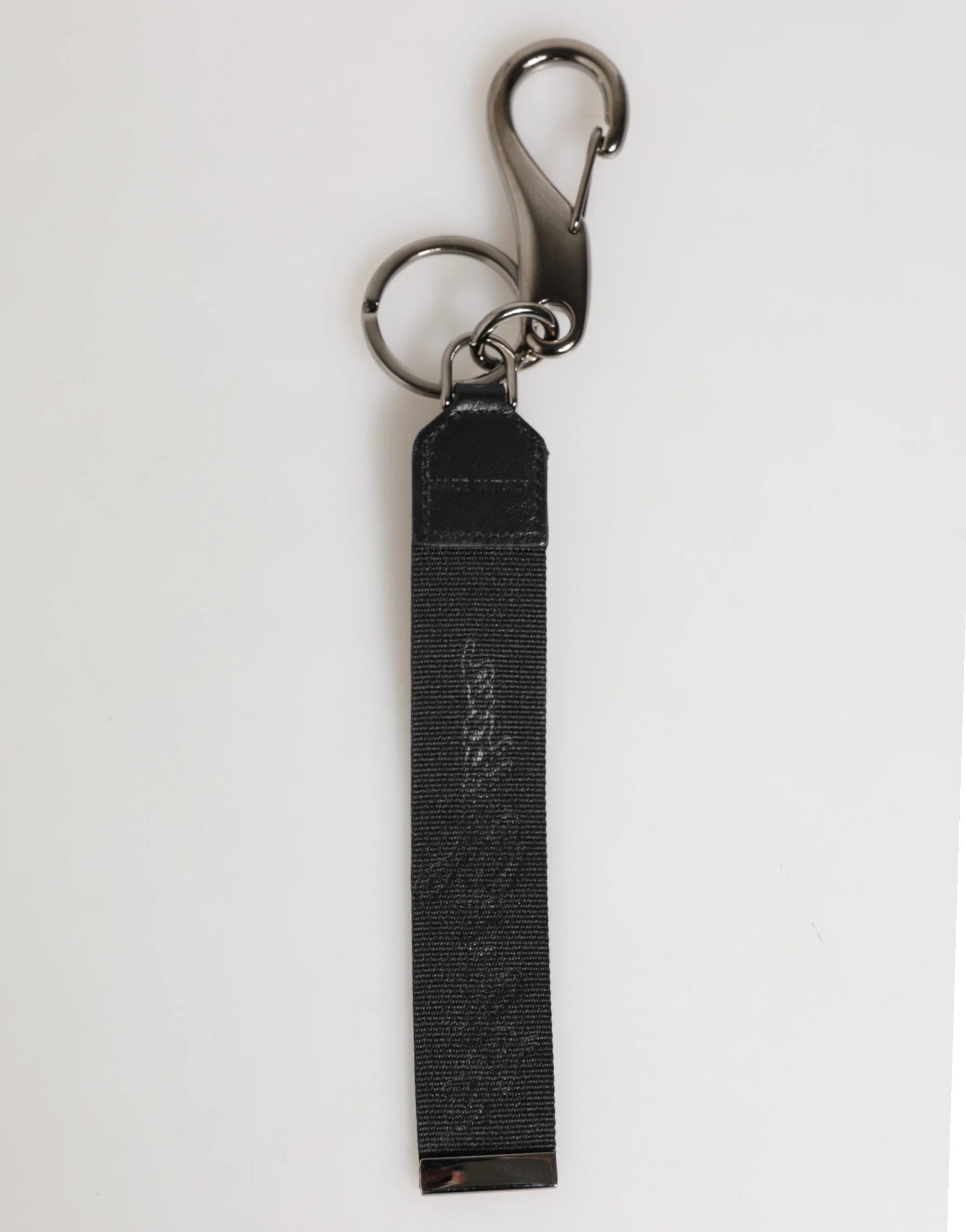 Dolce & Gabbana Black White Polyester DG Logo Silver Men Keychain Keyring - Keychains