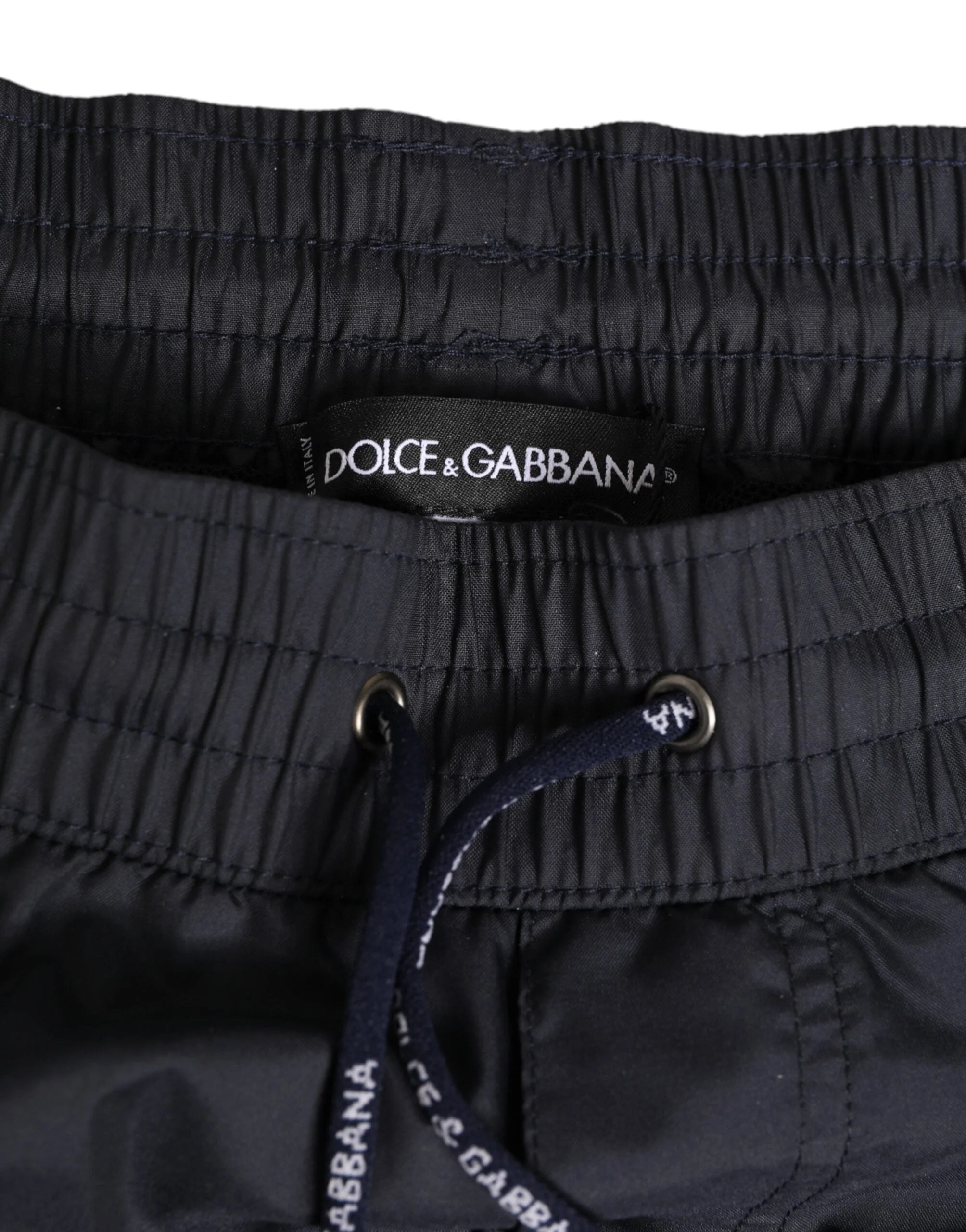 Dolce & Gabbana Black White Polyester Logo Elastic Waistband Swimwear - IT4 | S - Swim Boxers