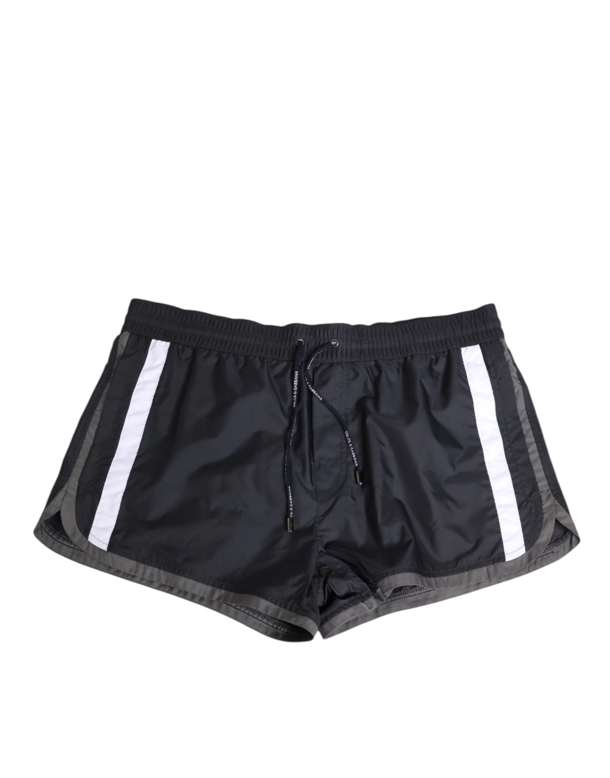 Dolce & Gabbana Black White Polyester Logo Elastic Waistband Swimwear - IT4 | S - Swim Boxers
