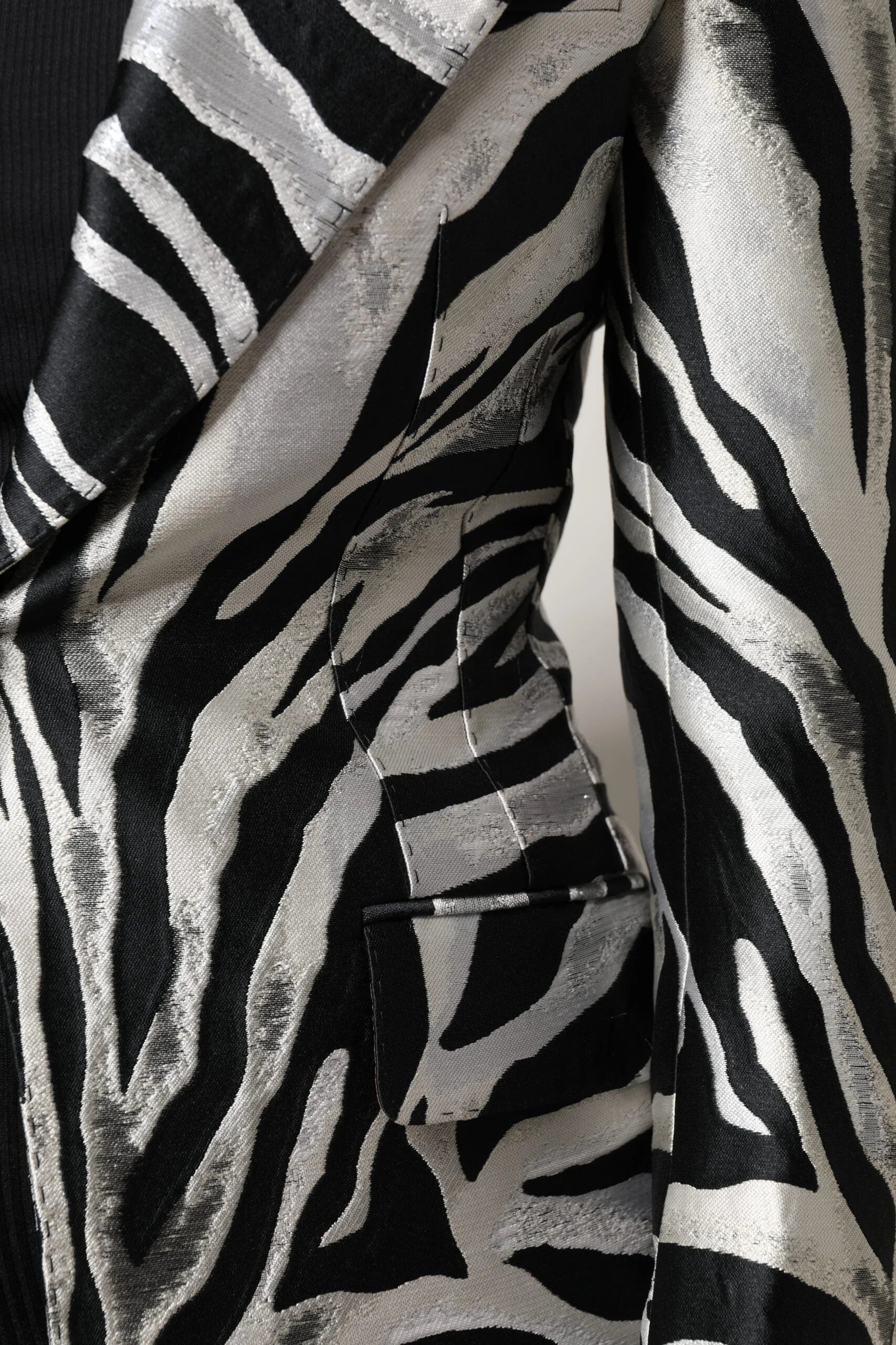 Dolce & Gabbana Black White Polyester Women Blazer Jacket - Sport Jackets