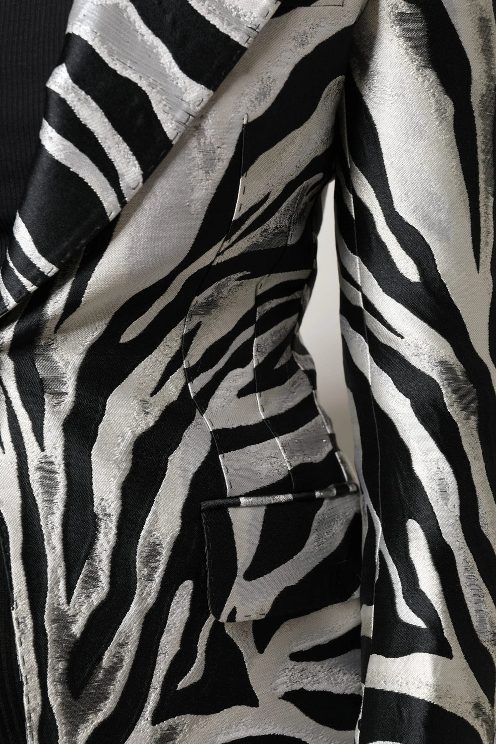 Dolce & Gabbana Black White Polyester Women Blazer Jacket - Sport Jackets