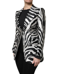 Dolce & Gabbana Black White Polyester Women Blazer Jacket - Sport Jackets