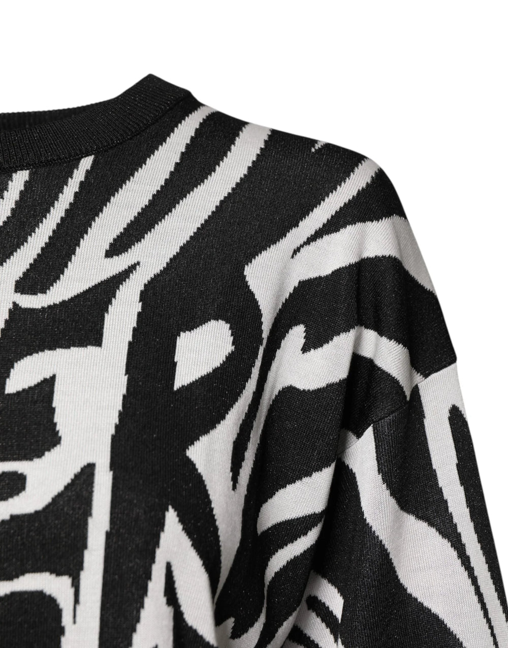 Dolce & Gabbana Black White Print Women Pullover Sweater - IT40|S - Sweaters