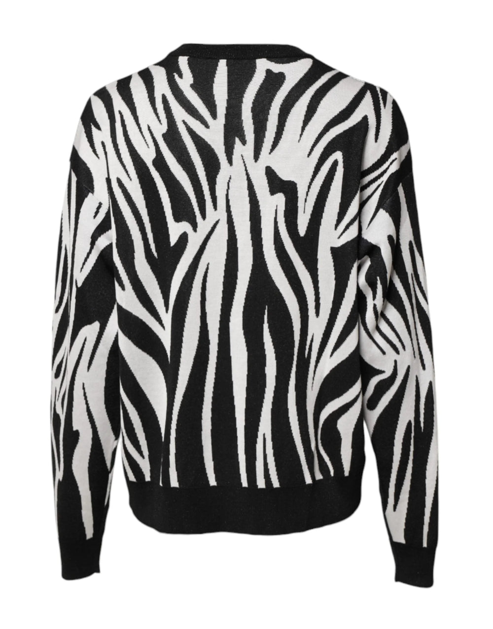 Dolce & Gabbana Black White Print Women Pullover Sweater - IT40|S - Sweaters