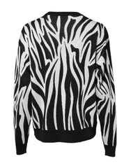Dolce & Gabbana Black White Print Women Pullover Sweater - IT40|S - Sweaters