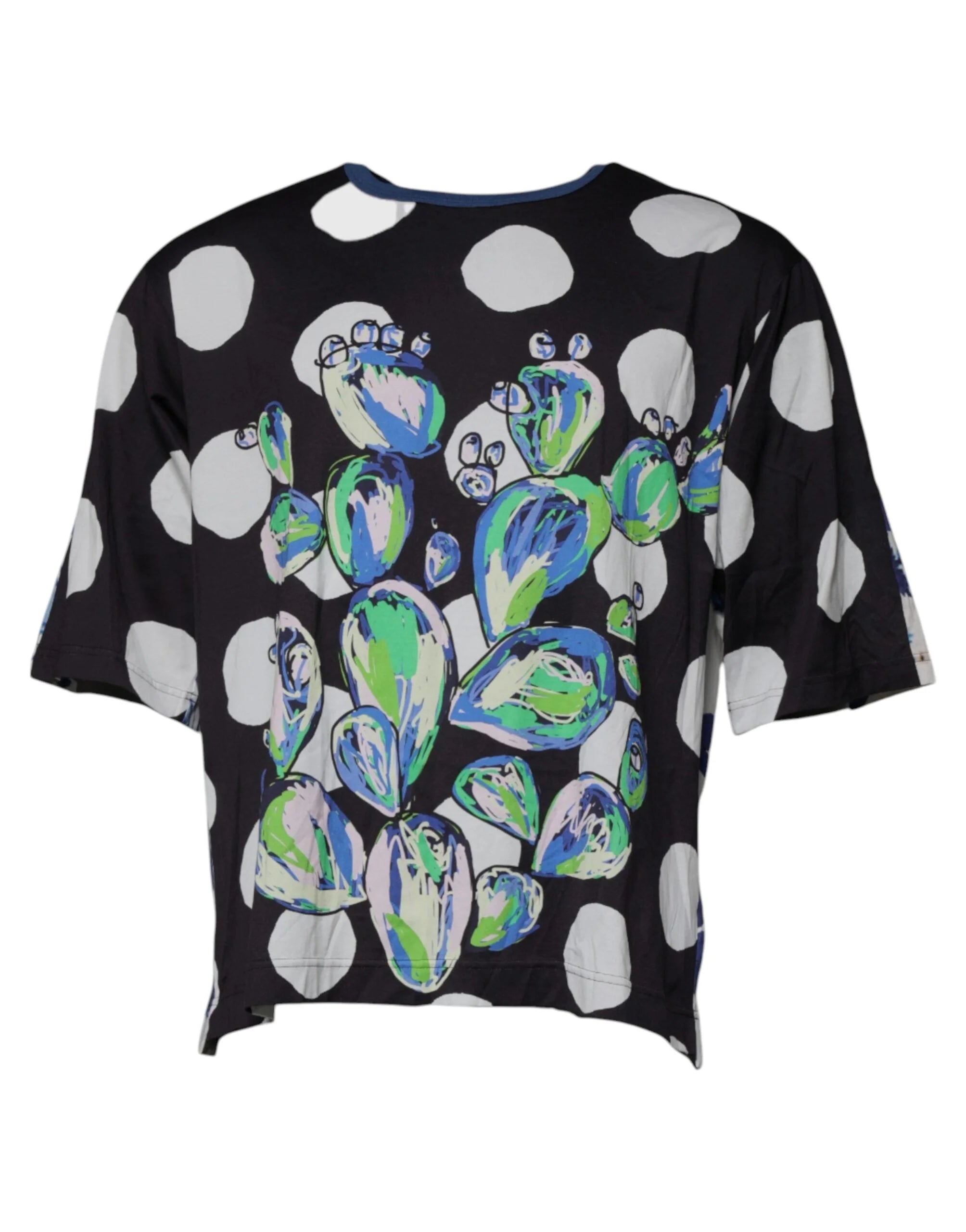 Dolce & Gabbana Black White Printed Cotton Crew Neck T-shirt - IT52 | XL - T-Shirts