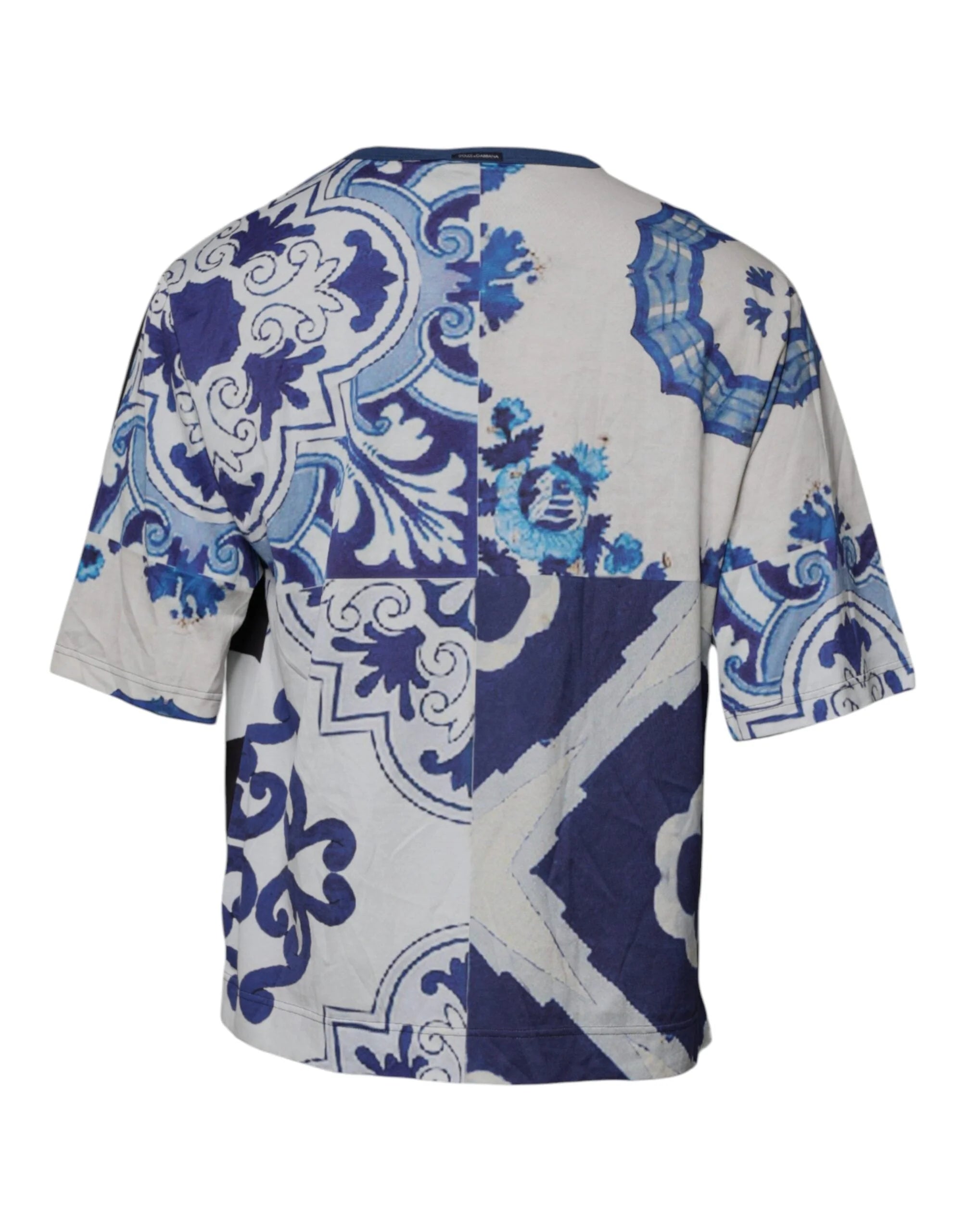 Dolce & Gabbana Black White Printed Cotton Crew Neck T-shirt - IT52 | XL - T-Shirts