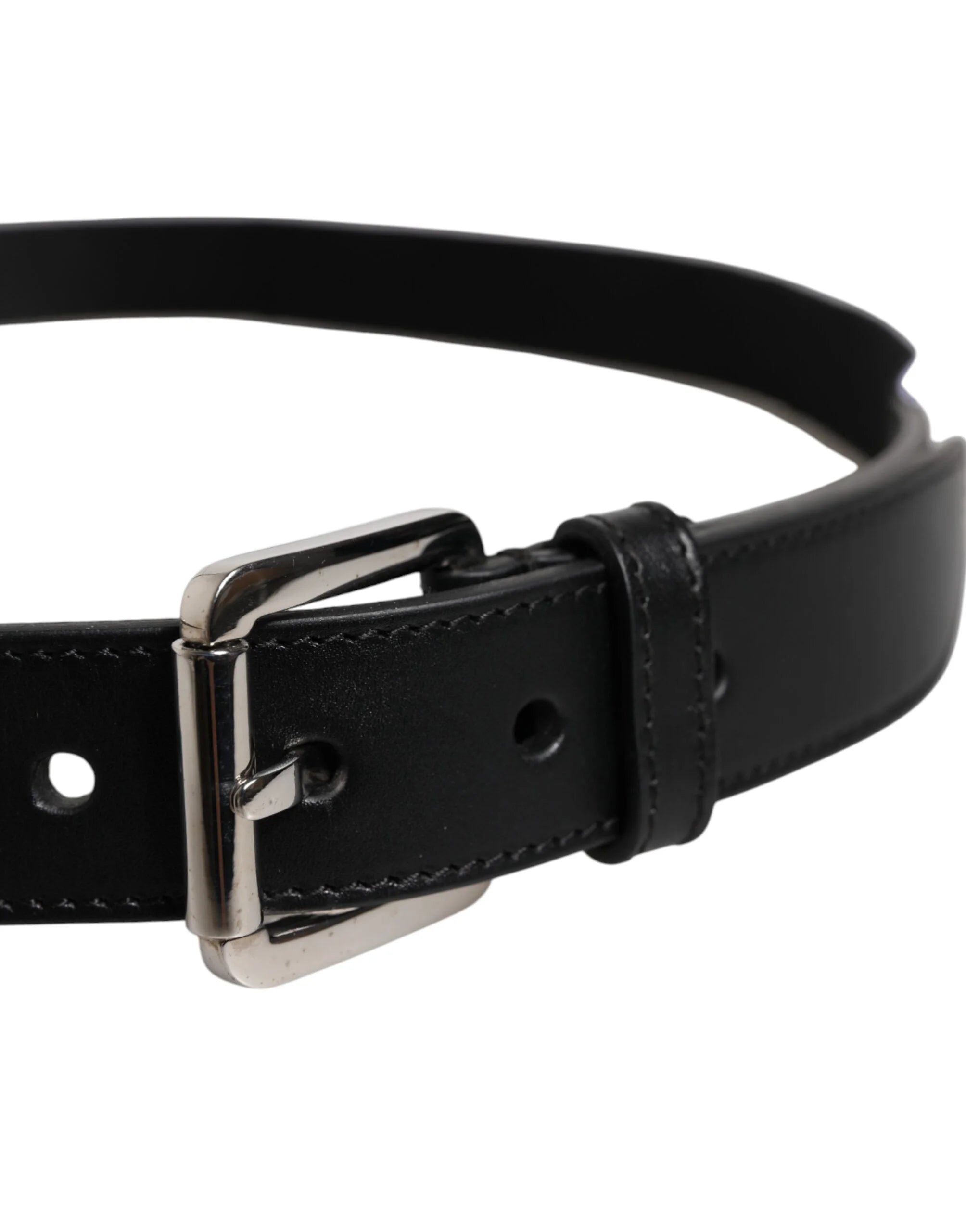 Dolce & Gabbana Black White Printed Metal Logo Buckle Belt - Belts