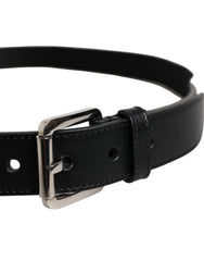 Dolce & Gabbana Black White Printed Metal Logo Buckle Belt - Belts