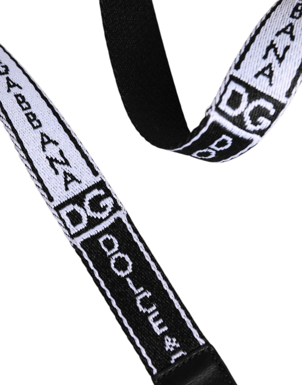 Dolce & Gabbana Black White Printed Metal Logo Buckle Belt - Belts