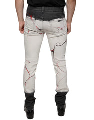 Dolce & Gabbana Black White Printed Skinny Men Denim Jeans - IT48 | M - Jeans