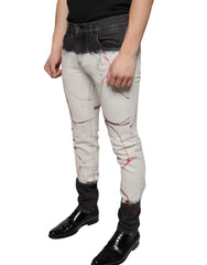 Dolce & Gabbana Black White Printed Skinny Men Denim Jeans - IT48 | M - Jeans