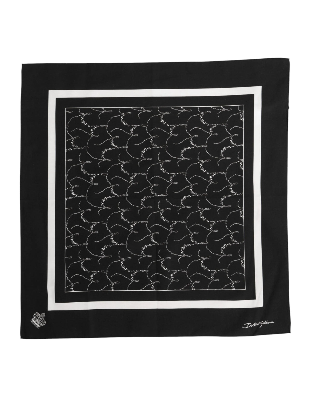 Dolce & Gabbana Black White Printed Square Foulard Scarf - Scarves & Shawls