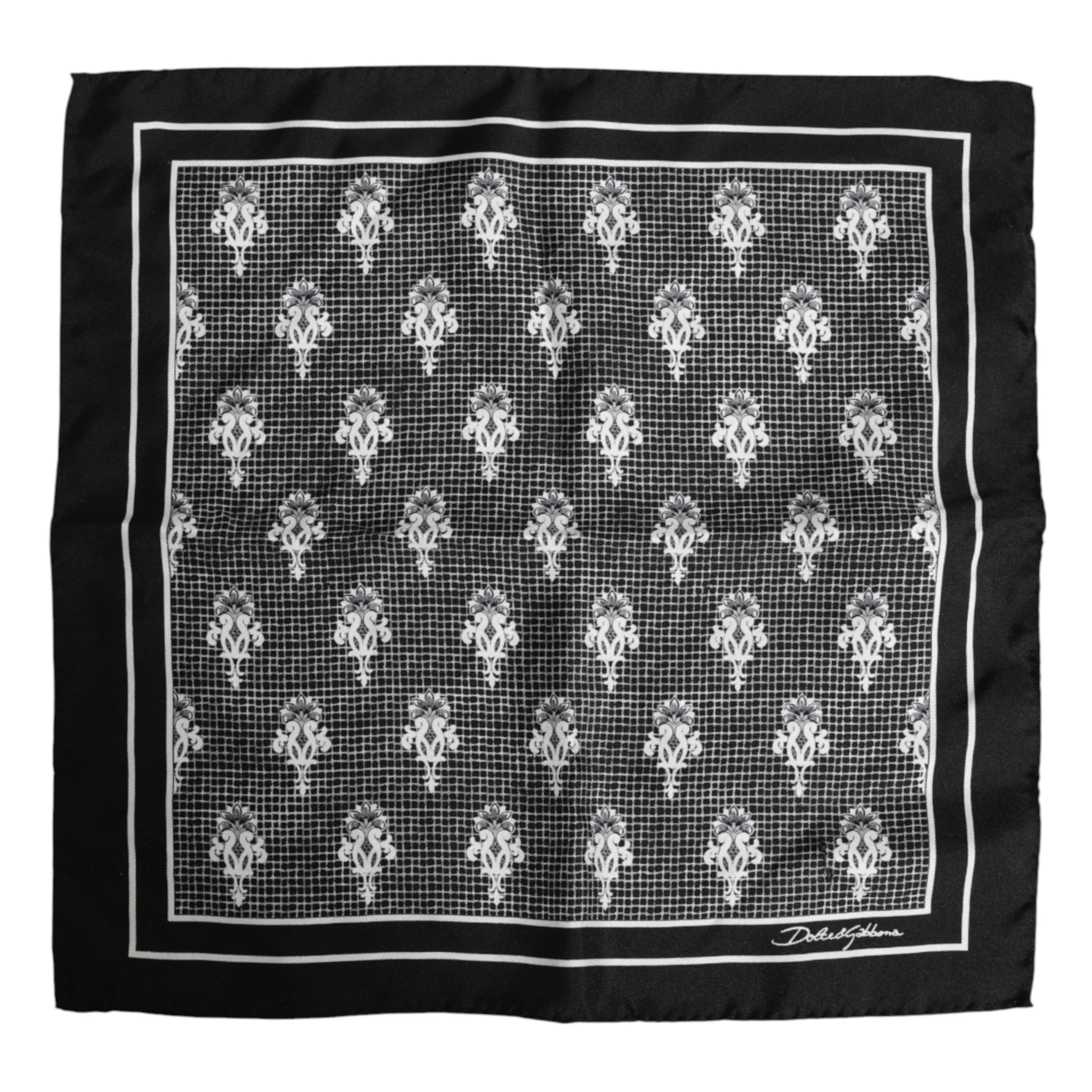 Dolce & Gabbana Black White Printed Square Foulard Scarf - Scarves & Shawls