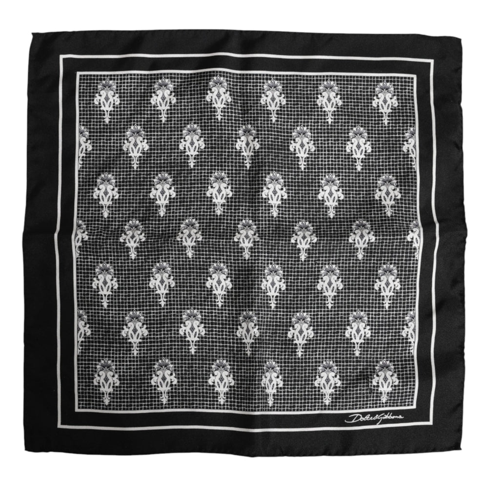 Dolce & Gabbana Black White Printed Square Foulard Scarf - Scarves & Shawls