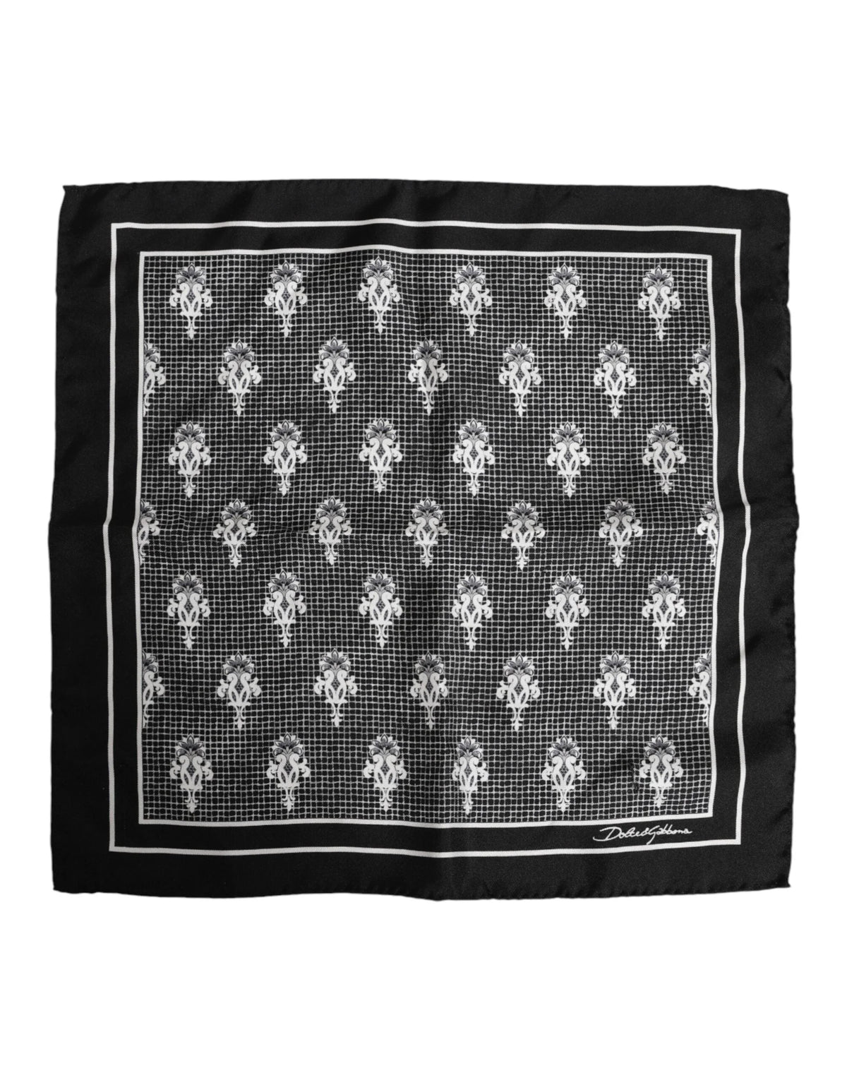 Dolce & Gabbana Black White Printed Square Foulard Scarf - Scarves & Shawls