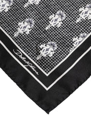 Dolce & Gabbana Black White Printed Square Foulard Scarf - Scarves & Shawls