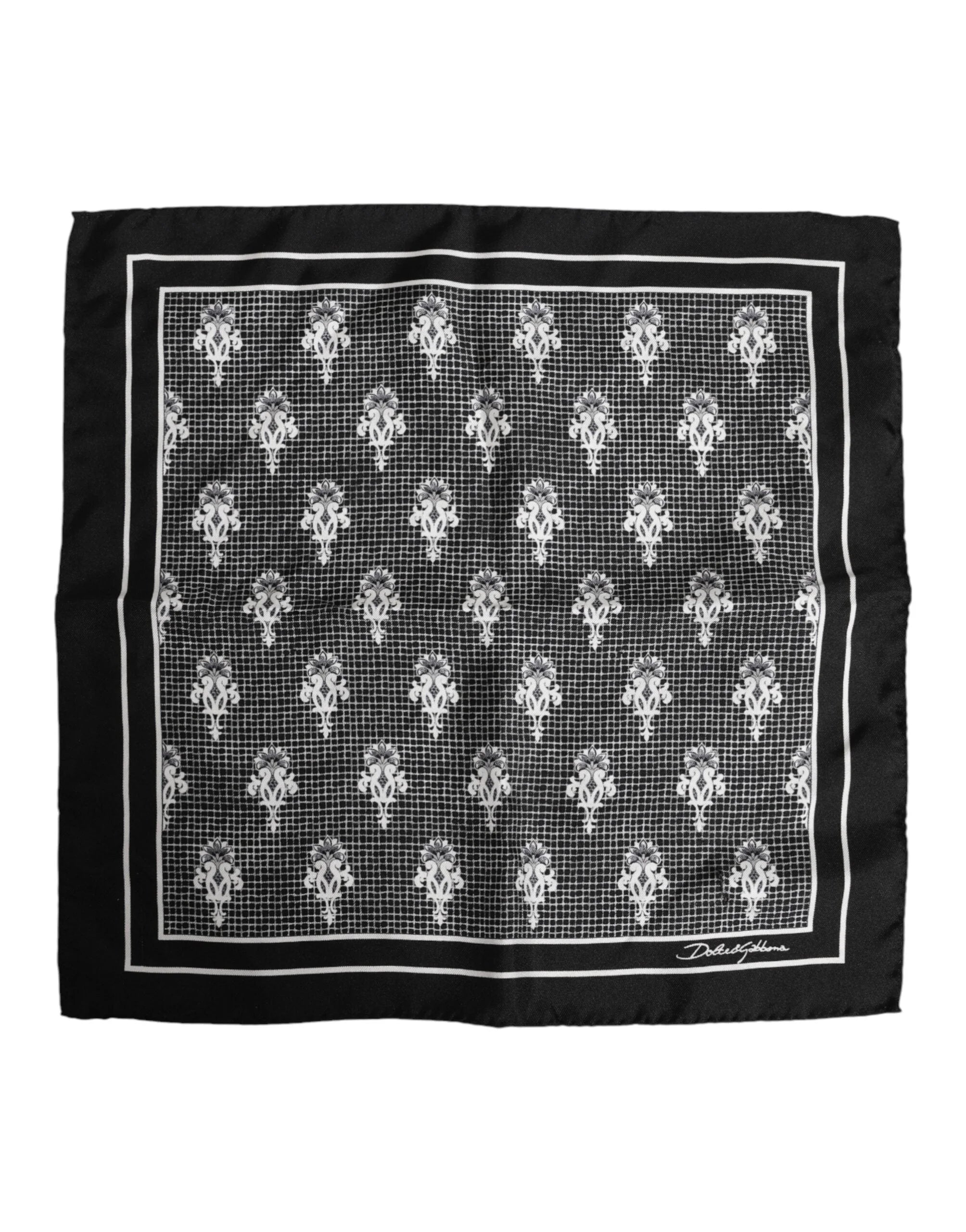 Dolce & Gabbana Black White Printed Square Foulard Scarf - Scarves & Shawls