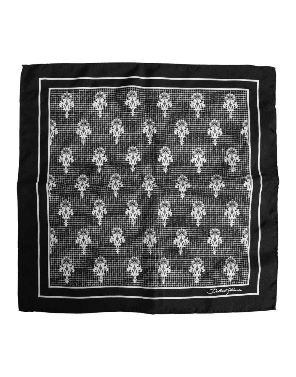 Dolce & Gabbana Black White Printed Square Foulard Scarf - Scarves & Shawls