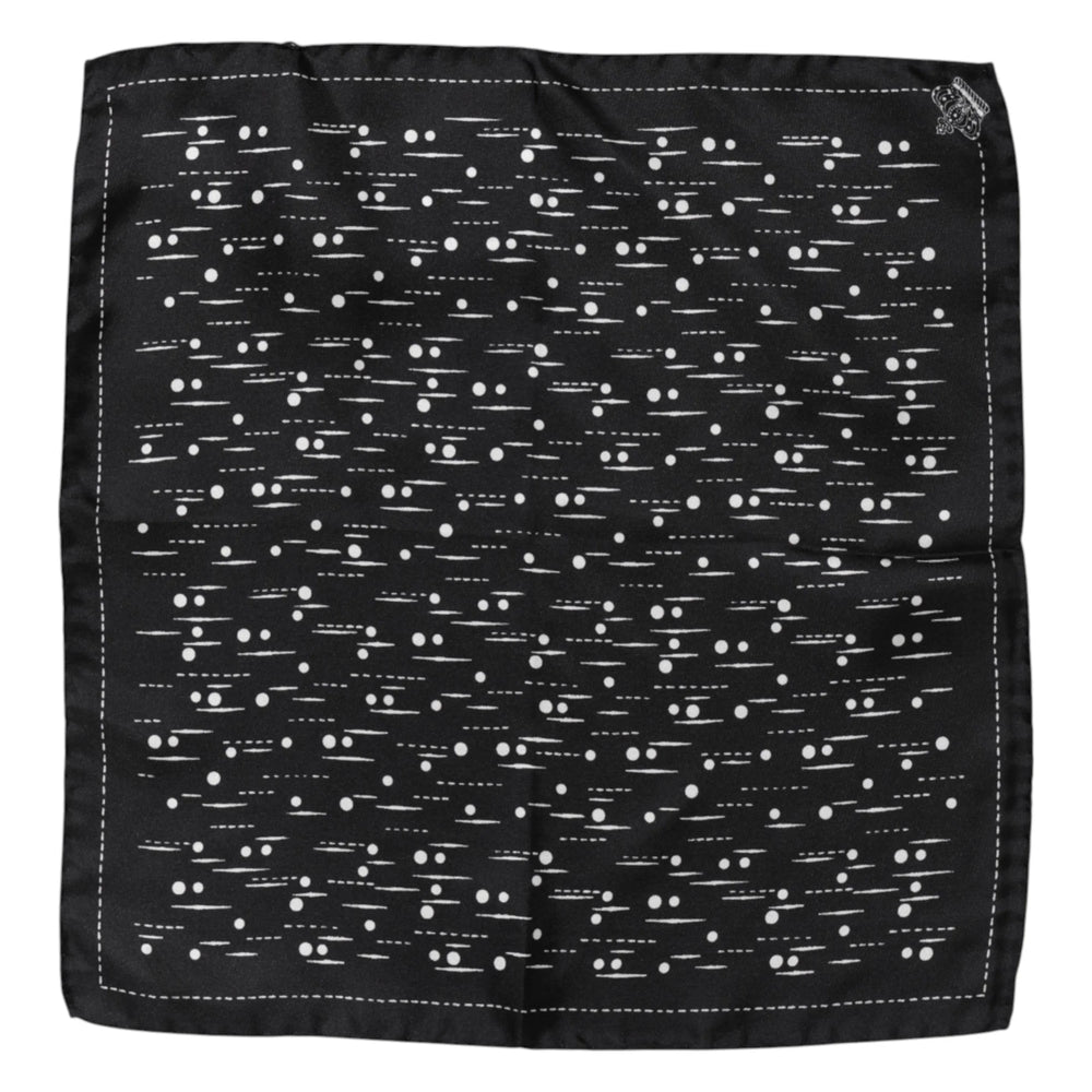 Dolce & Gabbana Black White Printed Square Men Foulard Scarf - Scarves & Shawls