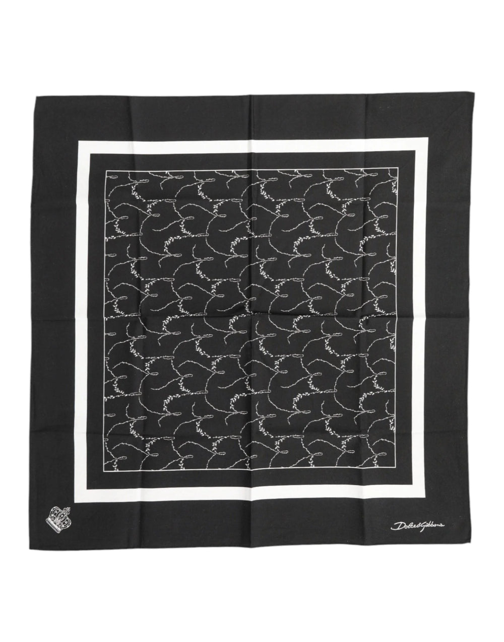 Dolce & Gabbana Black White Printed Square Men Foulard Scarf - Scarves & Shawls
