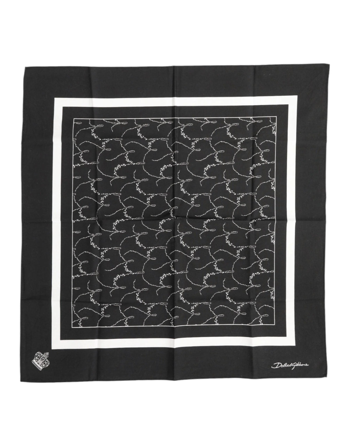 Dolce & Gabbana Black White Printed Square Men Foulard Scarf - Scarves & Shawls
