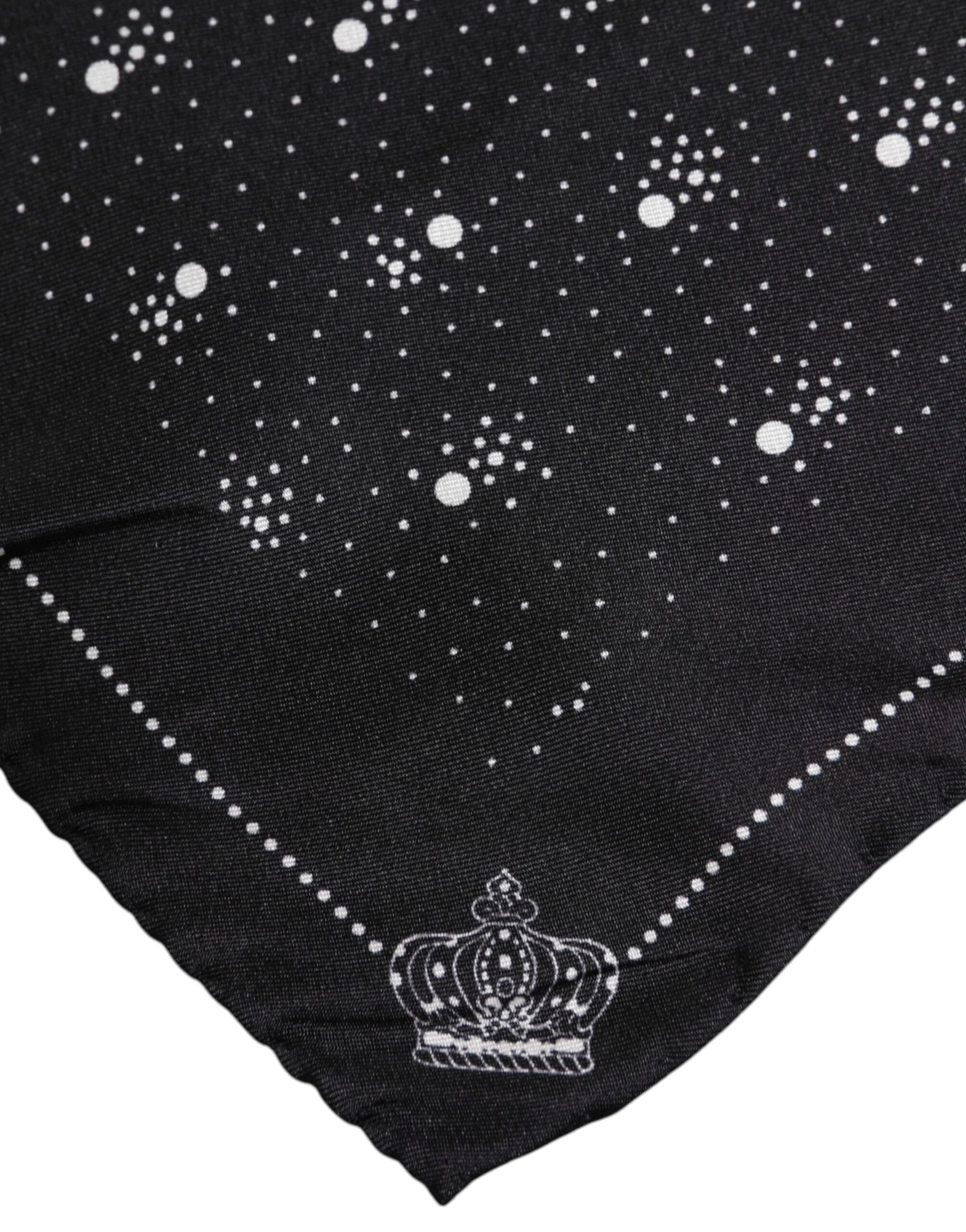Dolce & Gabbana Black White Printed Square Men Foulard Scarf - Scarves & Shawls