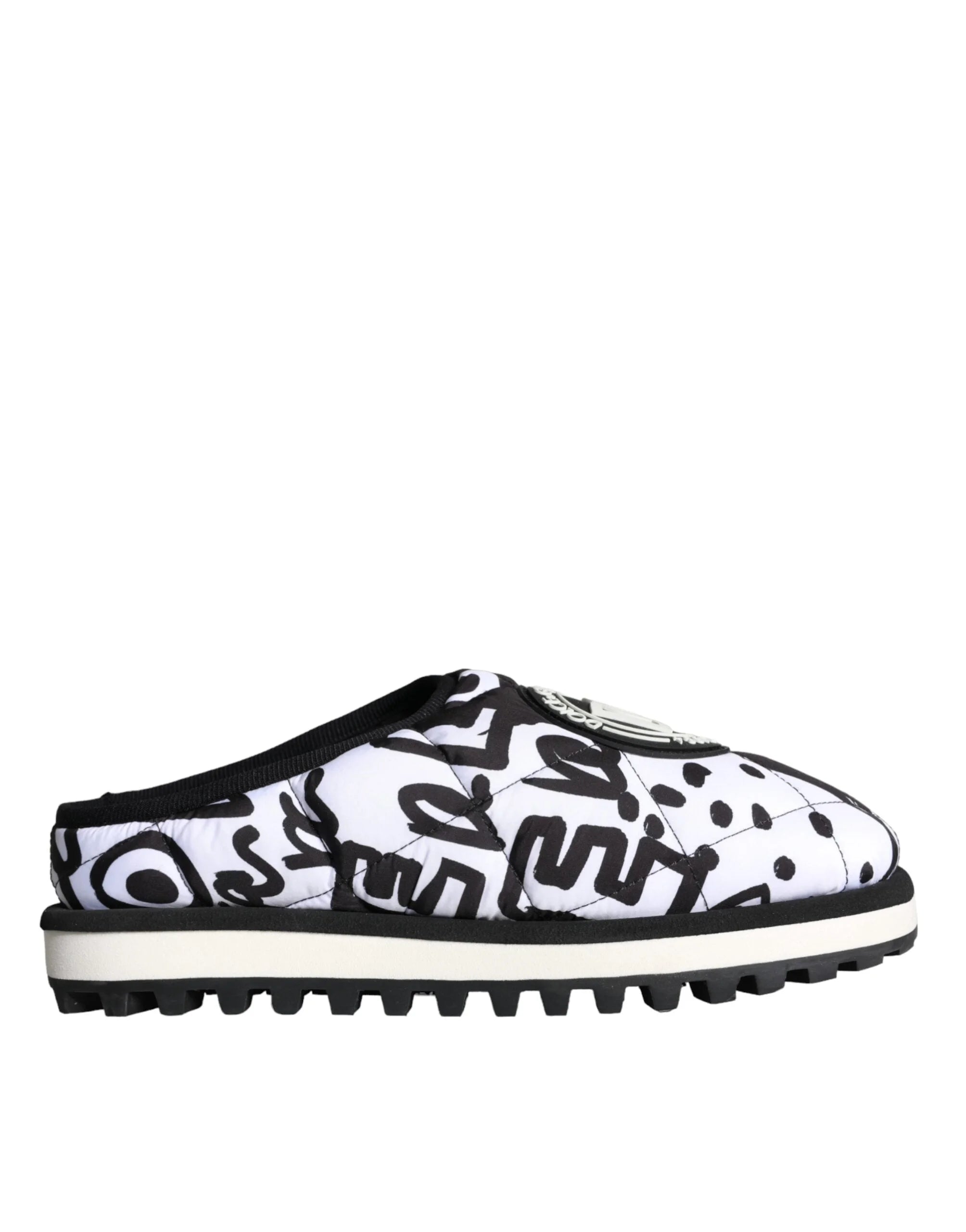 Dolce & Gabbana Black White Quilted Logo Sandals Slides Shoes - EU44/US11 - Sandals