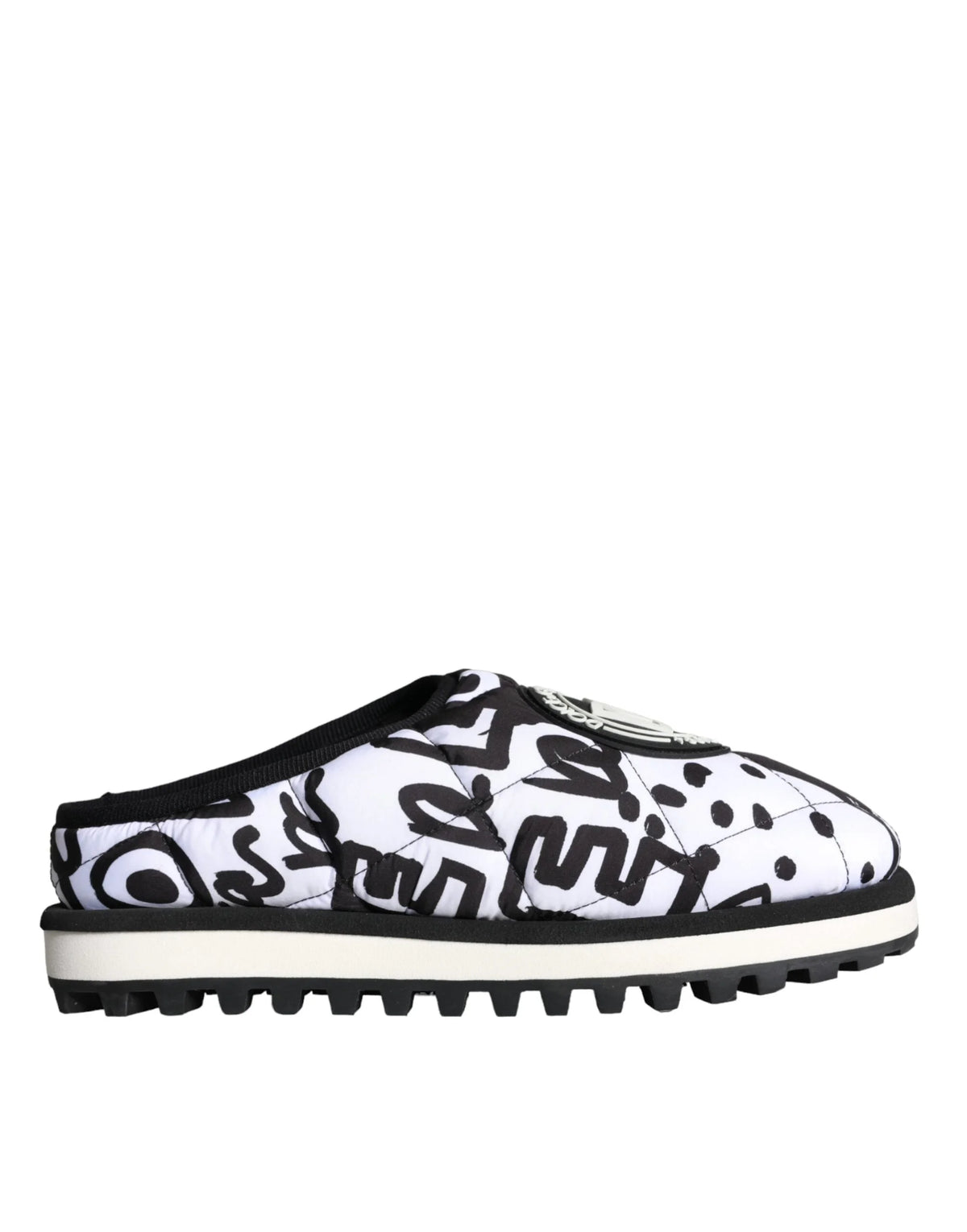Dolce & Gabbana Black White Quilted Logo Sandals Slides Shoes - EU44/US11 - Sandals