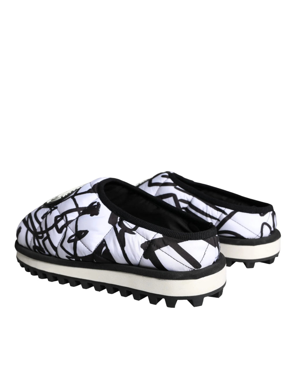 Dolce & Gabbana Black White Quilted Logo Sandals Slides Shoes - EU44/US11 - Sandals