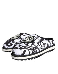 Dolce & Gabbana Black White Quilted Logo Sandals Slides Shoes - EU44/US11 - Sandals