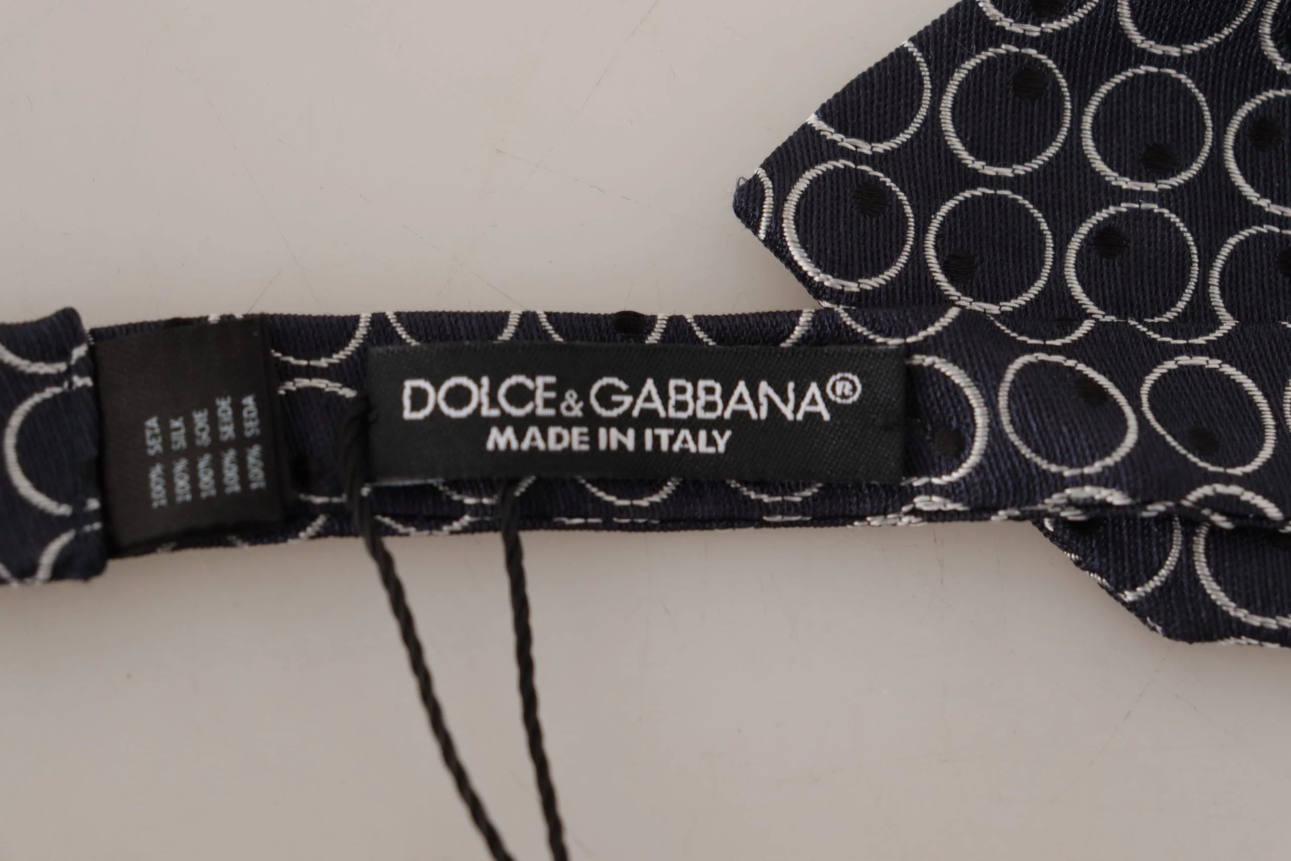 Dolce & Gabbana Black White Round 100% Silk Neck Papillon Tie - Neckties