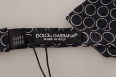 Dolce & Gabbana Black White Round 100% Silk Neck Papillon Tie - Neckties