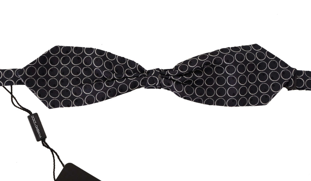 Dolce & Gabbana Black White Round 100% Silk Neck Papillon Tie - Neckties