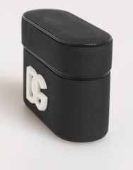 Dolce & Gabbana Black White Rubber Embossed Logo Accessory Airpods Case - Headphone Carrying Cases