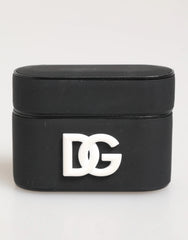 Dolce & Gabbana Black White Rubber Embossed Logo Accessory Airpods Case - Headphone Carrying Cases
