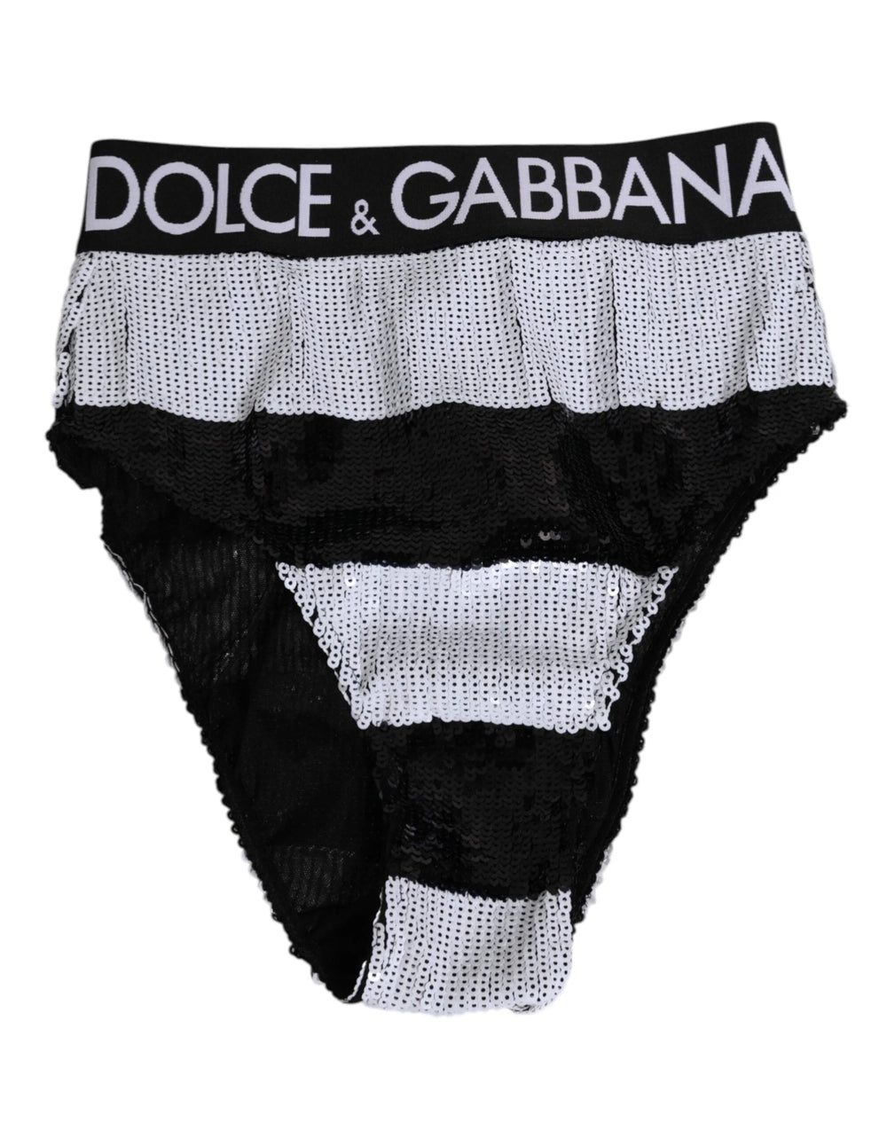 Dolce & Gabbana Black White Sequin High Waist Panty Underwear - IT2 | S - Briefs