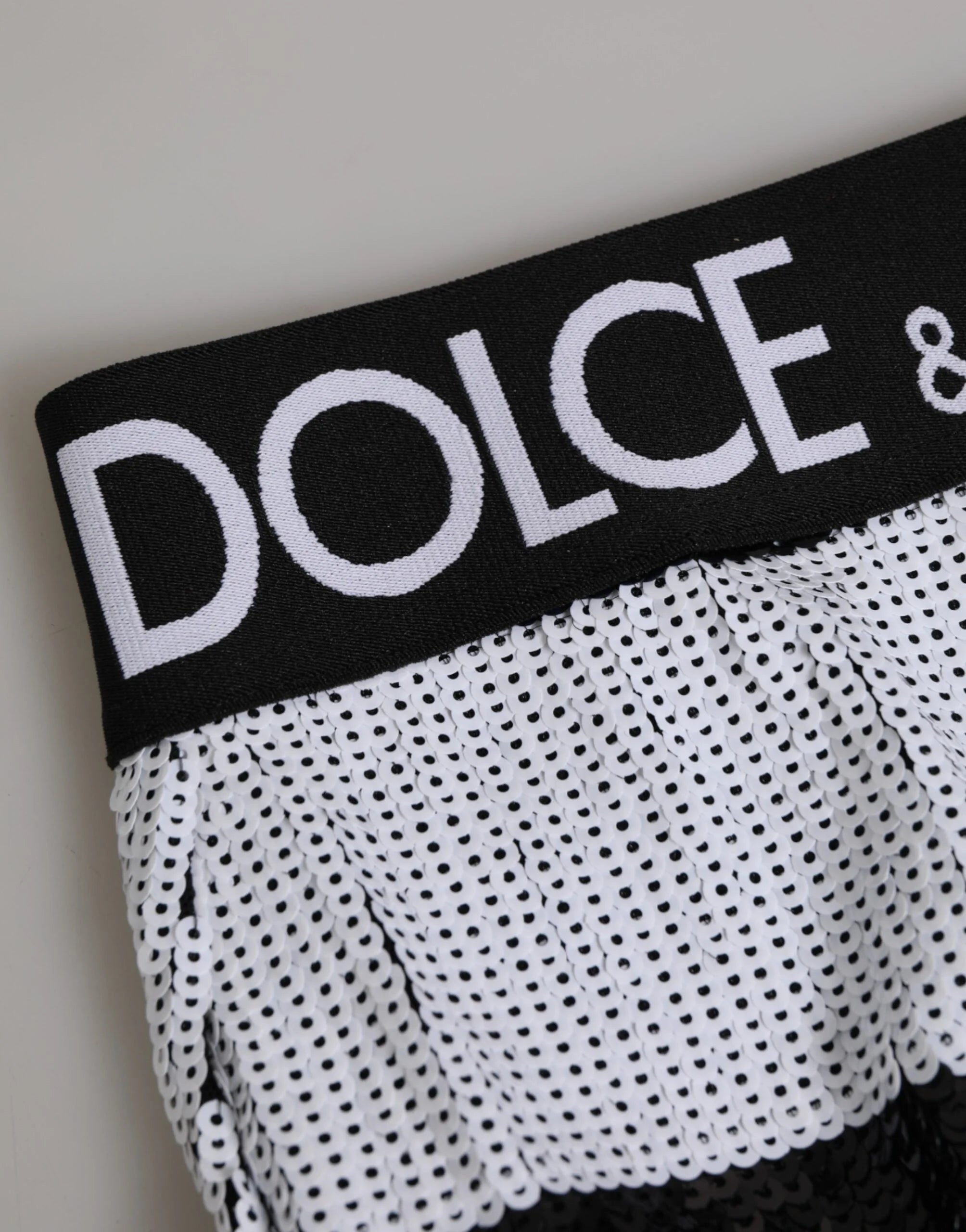 Dolce & Gabbana Black White Sequin High Waist Panty Underwear - IT2 | S - Briefs